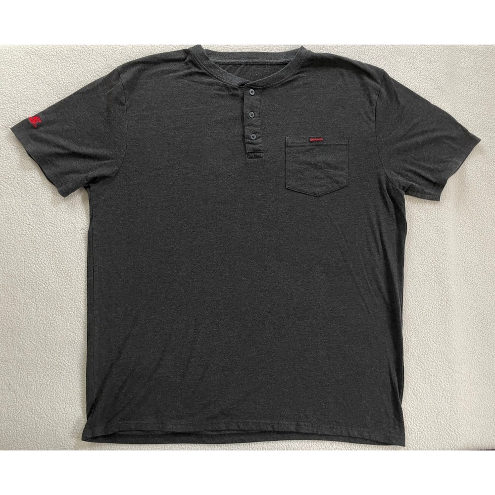Snap-on Mens XX-Large Henley Shirt Charcoal Gray Short Sleeve Pocket Logo